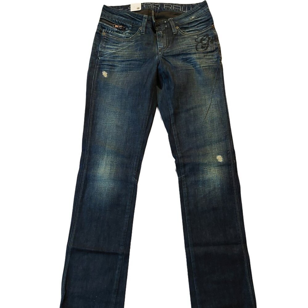 G-Star Raw Spark Straight Leg Dual Embro Fetch Denim Blue Jeans Sz 26 NWT